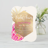 PixDezines Aloha Ananas Brautparty+Imitate Gold Einladung (Stehend Vorderseite)