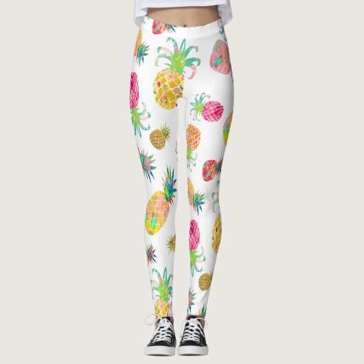 PixDezines Aloha Ananas/DIY Bckgrnd Color Leggings (Vorderseite)