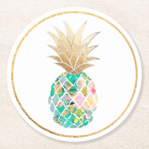 PixDezines Aloha Ananas/DIY Hintergrund Runder Pappuntersetzer