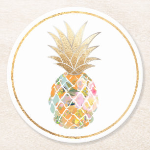 PixDezines Aloha Ananas/DIY Hintergrund Runder Pappuntersetzer