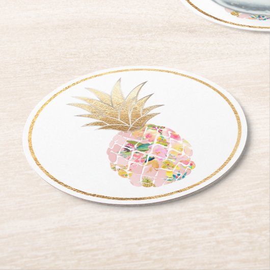 PixDezines Aloha Ananas/DIY Hintergrund Runder Pappuntersetzer (Angewinkelt)