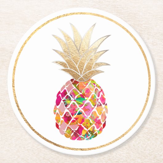 PixDezines Aloha Ananas/DIY Hintergrund Runder Pappuntersetzer (Vorderseite)