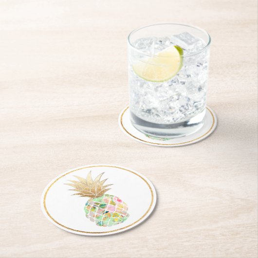 PixDezines Aloha Ananas/DIY Hintergrund Runder Pappuntersetzer (Vor Ort)