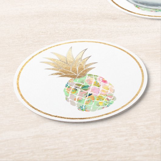 PixDezines Aloha Ananas/DIY Hintergrund Runder Pappuntersetzer (Angewinkelt)