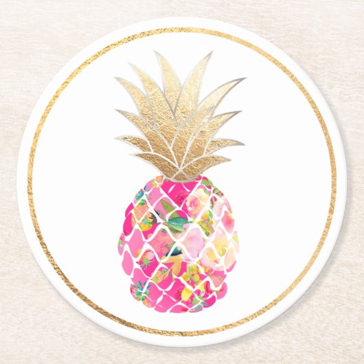 PixDezines Aloha Ananas/DIY Hintergrund Runder Pappuntersetzer (Vorderseite)