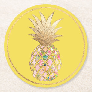 PixDezines Aloha Ananas/DIY Hintergrund Runder Pappuntersetzer