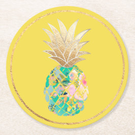 PixDezines Aloha Ananas/DIY Hintergrund Runder Pappuntersetzer