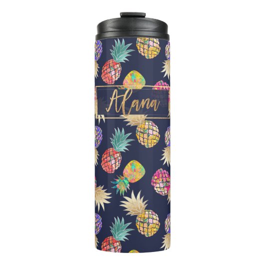 PixDezines Aloha Ananas/DIY Hintergrund Thermosbecher (Vorderseite)