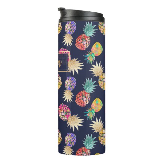 PixDezines Aloha Ananas/DIY Hintergrund Thermosbecher (Nach rechts gedreht)