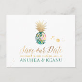 PixDezines Aloha Ananas/Dunkel Aquamarin/Save the Ankündigungspostkarte (Vorderseite)