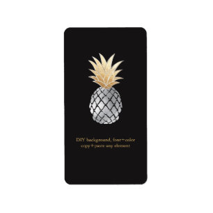 PixDezines Aloha Ananas Faux-Folie Wein Etiketten Adressaufkleber