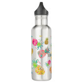 PixDezines Aloha Ananas+Floral Wasserfarbe Edelstahlflasche (Links)