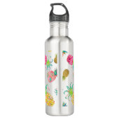 PixDezines Aloha Ananas+Floral Wasserfarbe Edelstahlflasche (Rückseite)