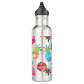 PixDezines Aloha Ananas+Floral Wasserfarbe Edelstahlflasche (Rechts)