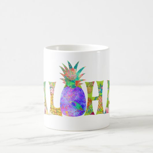 PixDezines Aloha Ananas+Floral Wasserfarbe Kaffeetasse (Mittel)