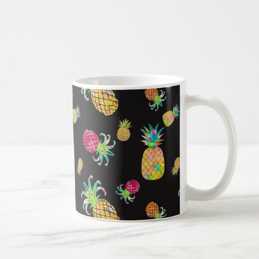 PixDezines Aloha Ananas+Floral Wasserfarbe Kaffeetasse (Rechts)