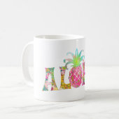 PixDezines Aloha Ananas+Floral Wasserfarbe Kaffeetasse (Vorderseite Links)