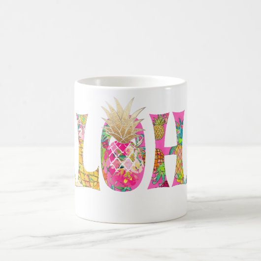 PixDezines Aloha Ananas+Floral Wasserfarbe Kaffeetasse (Mittel)
