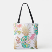 PixDezines Aloha Ananas+Floral Wasserfarbe Tasche (Rückseite)