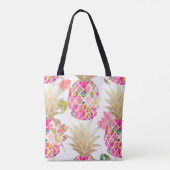 PixDezines Aloha Ananas+Floral Wasserfarbe Tasche (Rückseite)