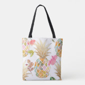 PixDezines Aloha Ananas+Floral Wasserfarbe Tasche (Rückseite)