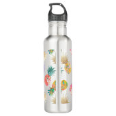 PixDezines Aloha Ananas+Floral Wasserfarbe Trinkflasche (Rückseite)