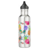 PixDezines Aloha Ananas+Floral Wasserfarbe Trinkflasche (Rechts)