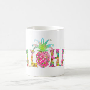 PixDezines Aloha Ananas + Florale Wasserfarben Kaffeetasse