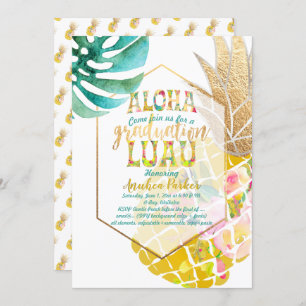 PixDezines Aloha Ananas/Golden/Abschluss Luau Einladung