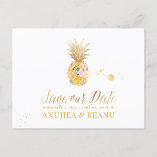PixDezines Aloha Ananas/Hellrosa/Termin merken Ankündigungspostkarte