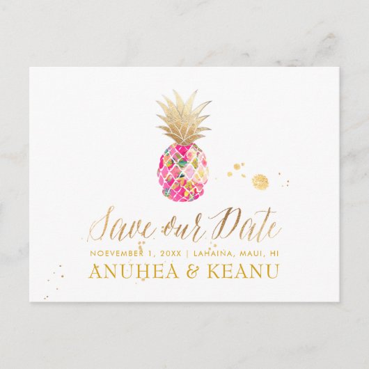 PixDezines Aloha Ananas/Hot Pink/ Ankündigungspostkarte (Vorderseite)