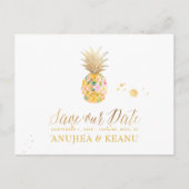 PixDezines Aloha Ananas/Hot Pink/Save the Date Ankündigungspostkarte (Vorderseite)