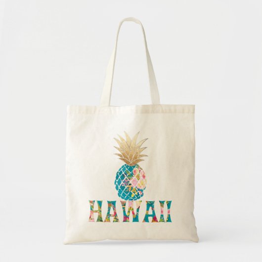 PixDezines Aloha Ananas+Imitate Gold Tragetasche (Vorne)