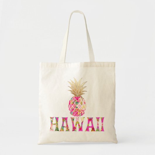 PixDezines Aloha Ananas+Imitate Gold Tragetasche (Vorne)