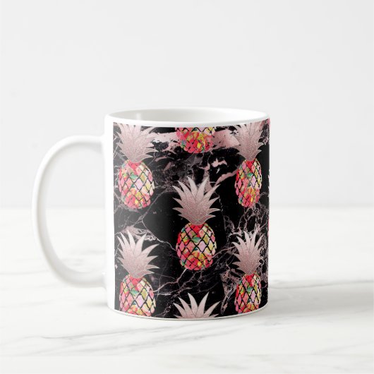 PixDezines Aloha Ananas+Imitate Rose Gold Kaffeetasse (Links)