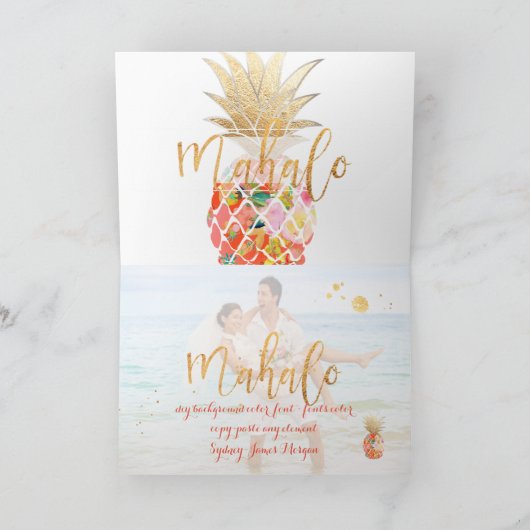 PixDezines Aloha Ananas/Korallen/Mahalo Dankeskarte (Innenseite)