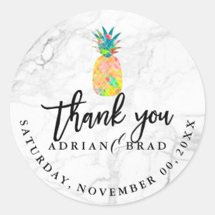 PixDezines Aloha Ananas/Marmor Runder Aufkleber
