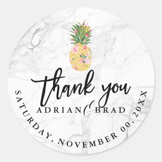 PixDezines Aloha Ananas/Marmor Runder Aufkleber (Vorderseite)