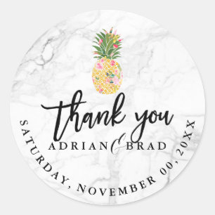 PixDezines Aloha Ananas/Marmor Runder Aufkleber