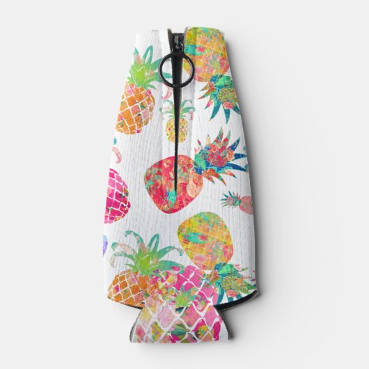 PixDezines Aloha Ananas Muster/DIY Hintergrund Flaschenkühler (Rückseite)