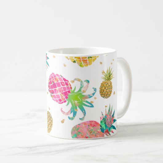 PixDezines Aloha Ananas Muster Kaffeetasse (VorderseiteRechts)