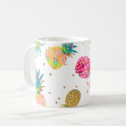 PixDezines Aloha Ananas Muster Kaffeetasse (Vorderseite Links)