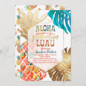 PixDezines Aloha Ananas/Orange/Abschluss Luau Einladung (Vorne/Hinten)
