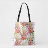 PixDezines Aloha Ananas+Palm Fronds Wasserfarbe Tasche (Vorderseite)