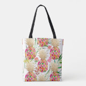 PixDezines Aloha Ananas+Palm Fronds Wasserfarbe Tasche (Rückseite)