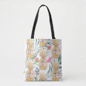 PixDezines Aloha Ananas+Palmfronten Wasserfarbe Tasche (Vorderseite)