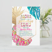 PixDezines Aloha Ananas/Pink/Abschluss Luau Einladung (Stehend Vorderseite)