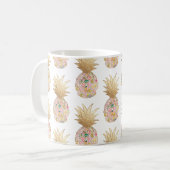 PixDezines Aloha Ananas+Pink+Imitate Gold Kaffeetasse (Vorderseite Links)