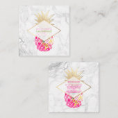 PixDezines Aloha Ananas/Rosa+Gold/Marmor Quadratische Visitenkarte (Vorne/Hinten)