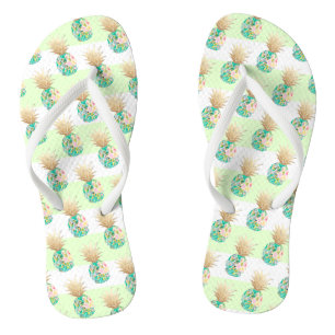 PixDezines Aloha Ananas+Streifen Flip Flops Badesandalen